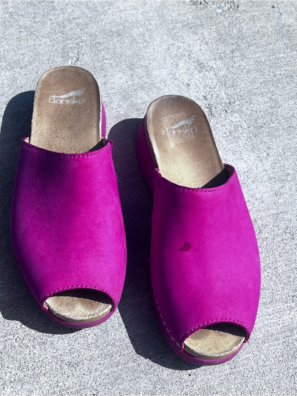 Bright Pink Slide Mules dansko 38